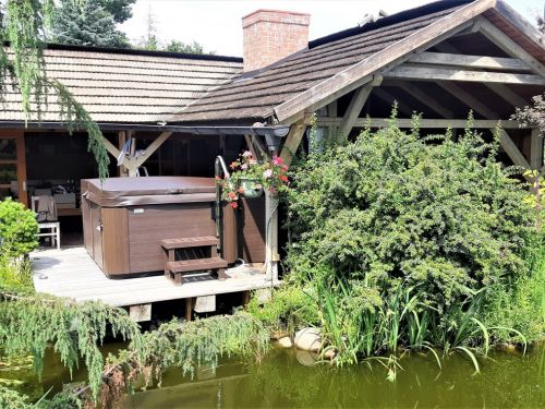 Venkovní vířivka u jezírka